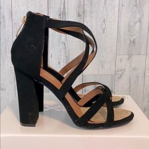Black strap heels